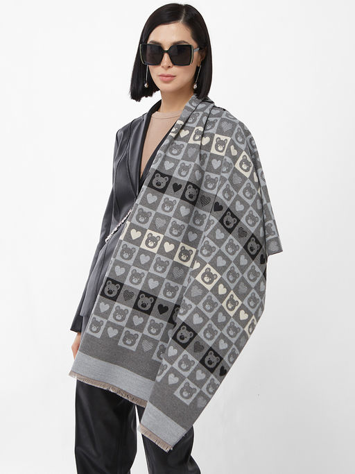 в составе ШЕРСТЬ и КАШЕМИР  Большой, мягкий, теплый двусторонний палантин с принтом. - Tantino фото 5