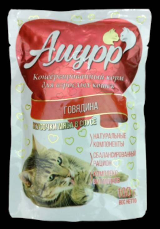 Амурр пауч 100 г. д\кош.в соусе Говядина 4640021010020