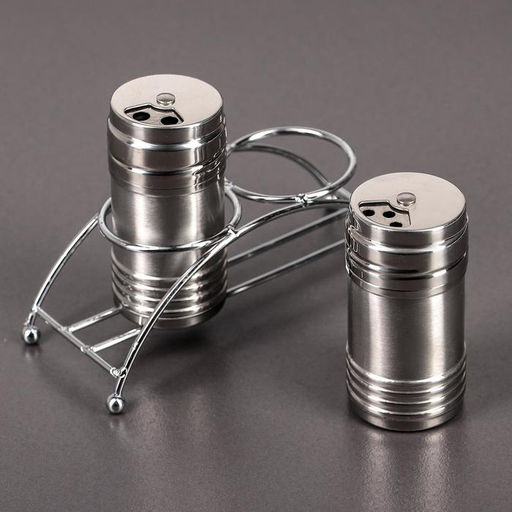 Набор для специй из нержавеющей стали на подставке «Металлик», 100 мл, 2 шт., цвет серебряный