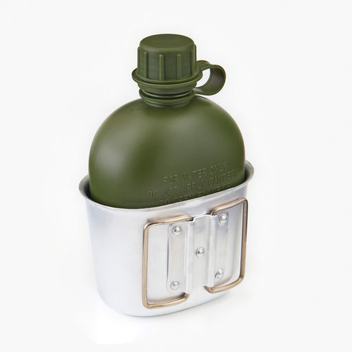 Фляжка армейская походная Adventure, 1 л, для воды, с котелком, пластик, зелёная, чехла, мох - Simaland фото 7