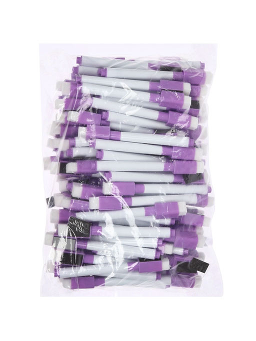 Цена за 100 шт. Маркер для доски, сиреневый, узел 2 мм, с магнитом, с губкой