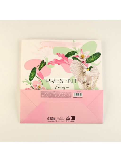 Пакет подарочный ламинированный квадратный, упаковка, «Present for you», 30×30×12 см