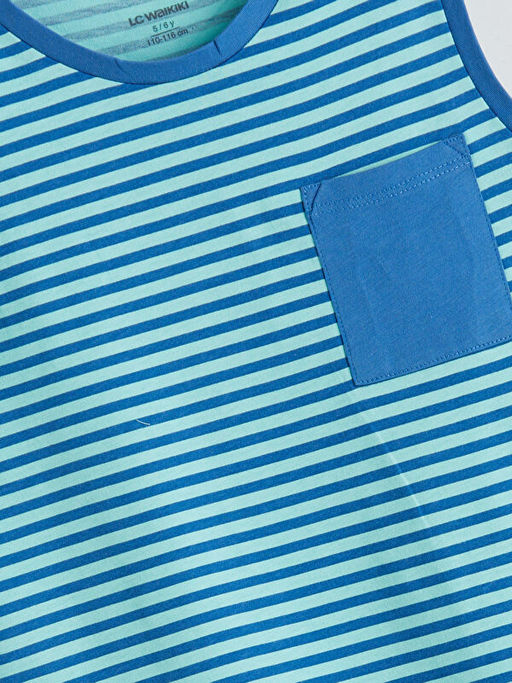 Bisiklet Yaka ?izgili Erkek ?ocuk Atlet 2li