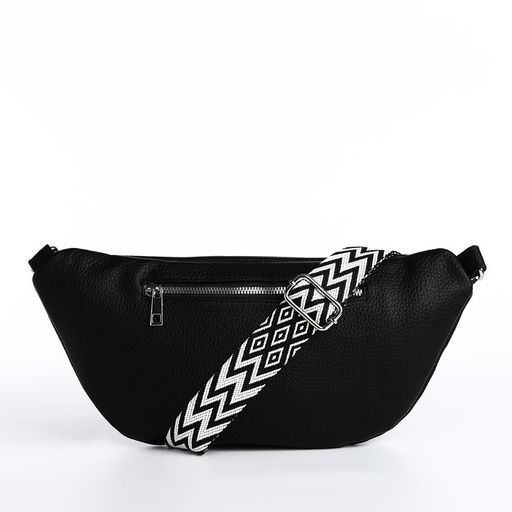 Сумка женская кросс-боди на молнии, 34×11×17 см, чёрная