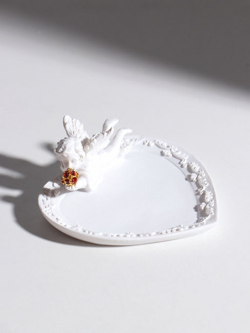 Подставка для колец, мелочей Белоснежный ангел с красным шаром, подсвечник, 3?8.6?8.2 см, МИКС