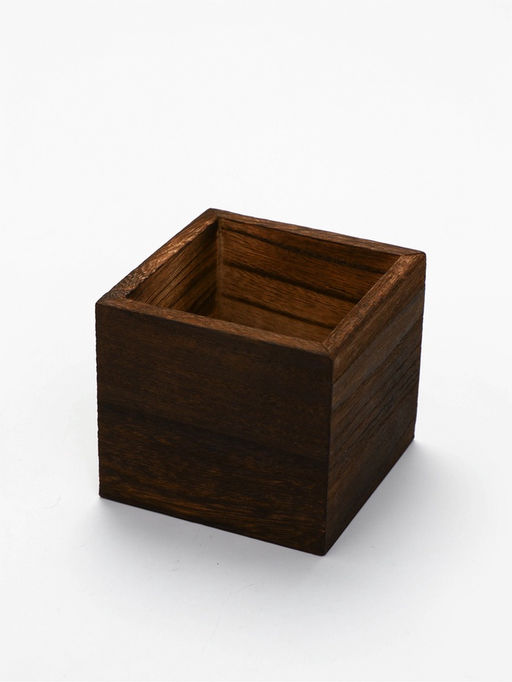 Ваза для цветов стеклянная с деревянной подставкой из темного стекла, 25 х 9 см