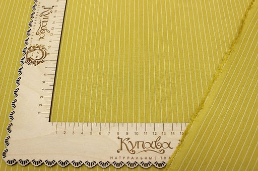 Пестрядь Средняя полоска на св.золотисто-оливковом, СОРТ2, ш.1.40м, хл-95%, п/э-5%, 140гр/м.кв - Купава фото 3