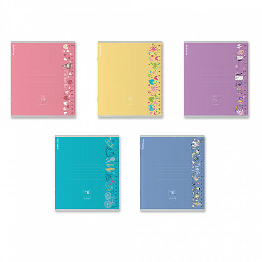 Цена за 10 шт. Тетрадь школьная ученическая ErichKrause Ruler Magic ассорти, 18 листов, линейка (в плёнке по 10 шт.)_MIX-PACK  фото 2