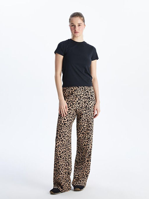 Beli Lastikli Leopar Desenli Kad?n Pantolon