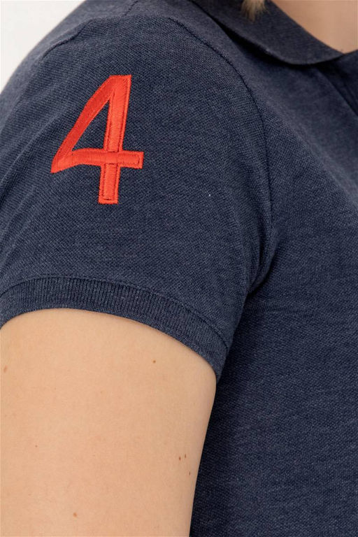 Женская темно-синяя базовая футболка с воротником-поло Неожиданная скидка в корзине - U.s. polo assn фото 7