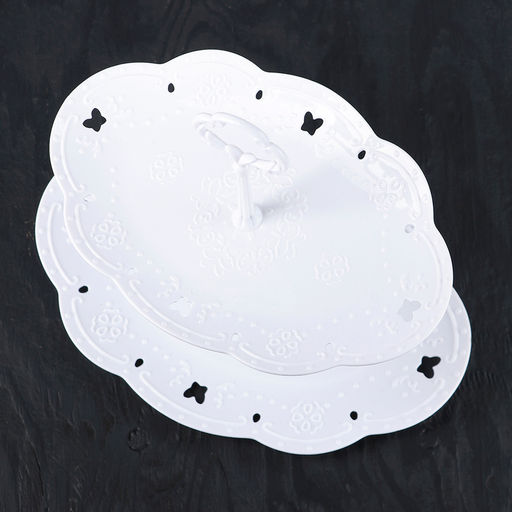 Этажерка для фруктов и десертов Вивьен, 2 ярусная, пластик, овальная, 25,5?17,5/30?21,5 см, белая - Simaland фото 2