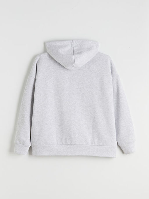 Oversize Kad?n Kal?n Fermuarl? Sweatshirt
