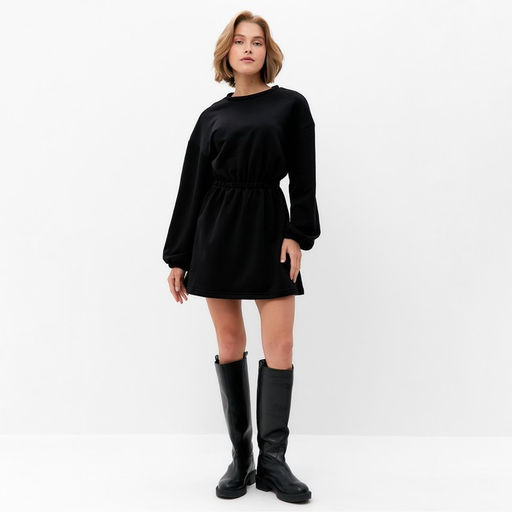 Платье с кулиской женское MINAKU: Casual Collection, чёрное, размер 46