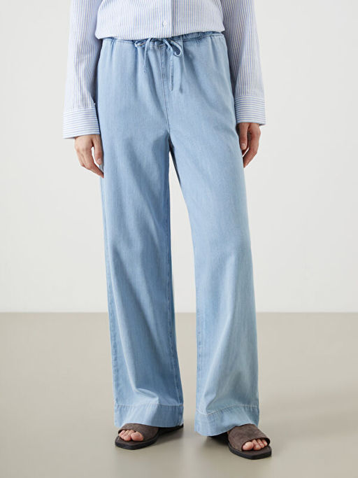 Beli Lastikli Wideleg Kad?n Jean Pantolon