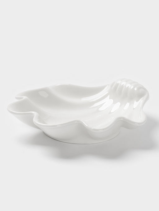 Блюдо для подачи ракушка Доляна White Label, 21.5×21×5.5 см, фарфор, белое