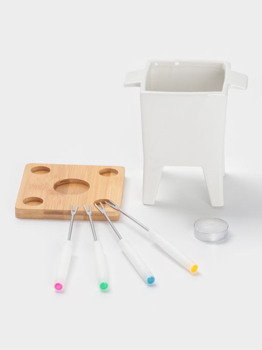 Набор для фондю BellaTenero, 620 мл, 4 шпажки, фарфор, белый  фото 2