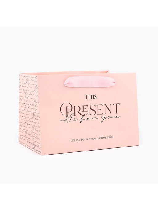 Пакет подарочный с широким дном, упаковка, «Present», 20×14×13 см