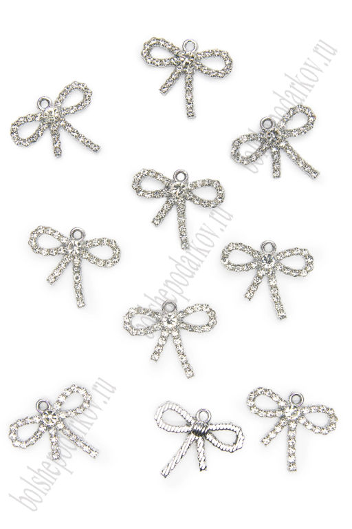 Подвеска металл "Бантик №3" (10 шт) SF-7343, серебро