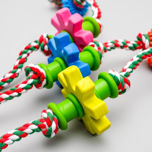 Игрушка канатная с жевательными элементами Шестерёнки, до 34 см, до 100 г, микс цветов - Пижон фото 6