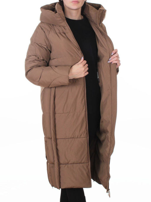018 BROWN Пальто зимнее женское (200 гр. холлофайбер)