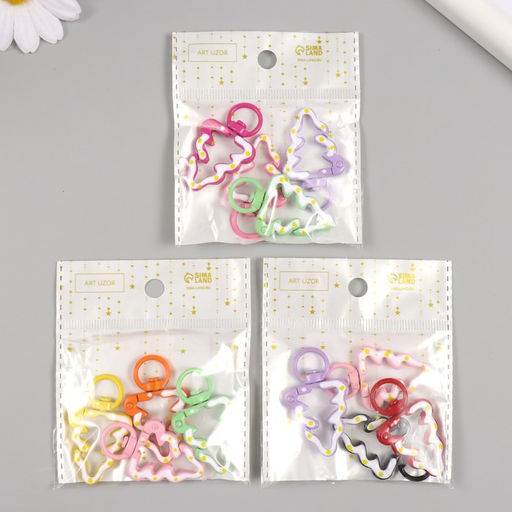 Цена за 4 шт. Карабин металл с кольцом Ёлочка в глазури МИКС 4,3х2,7 см - Арт узор фото 5