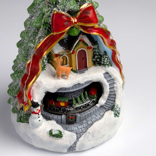 Светодиодная фигура «Поезд и оленёнок» 26×14×14 см, полистоун, от батареек АААх3, свечение мульти