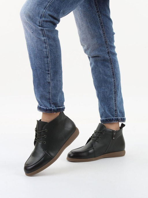 01-S77-97 DK. GREEN Ботинки демисезонные женские (натуральная кожа, байка)