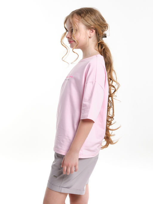 Футболка оверсайз универсальная модель UD 7889 розовый - Mini maxi фото 3