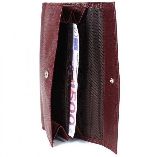 Портмоне женское Croco-ПР-954 натуральная кожа 3 отд, 17 карм, бордо флотер (120) 209306  фото 3