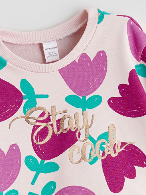 Bask?l? K?z ?ocuk Sweatshirt