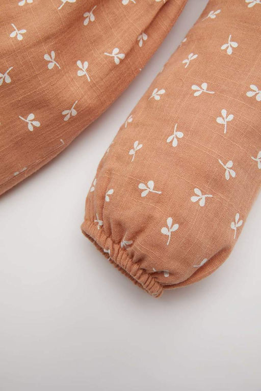 Муслиновое платье с длинными рукавами и цветочным принтом для маленьких девочек - Defacto фото 4