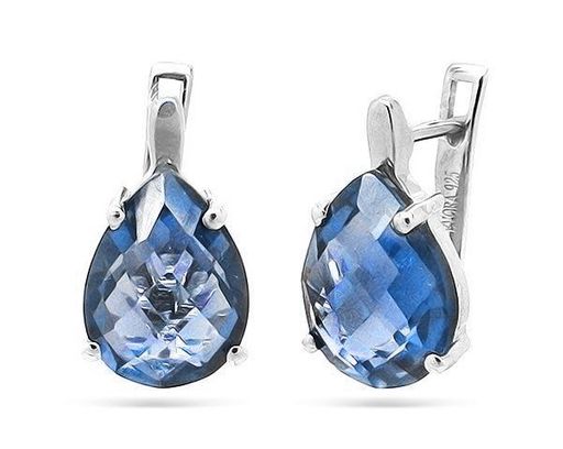 Серьги из серебра танзанит выращ., Капля