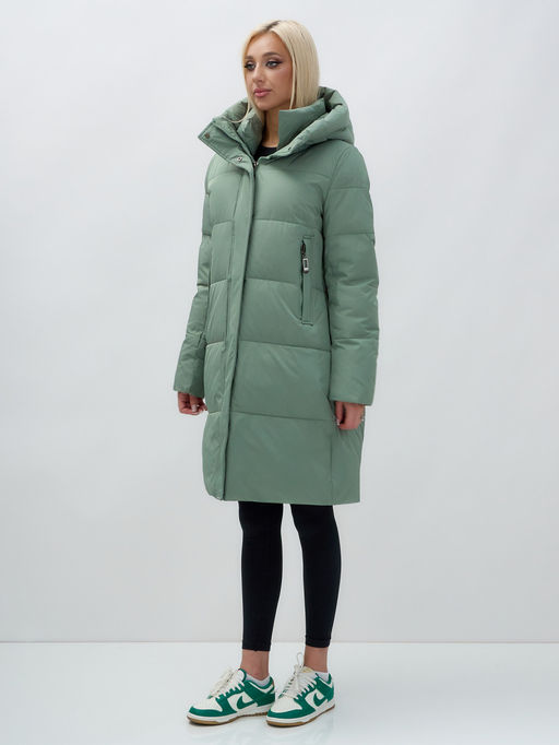 Куртка зимняя женская с капюшоном удлиненная стеганная зеленого цвета 9629Z - Mtforce фото 4