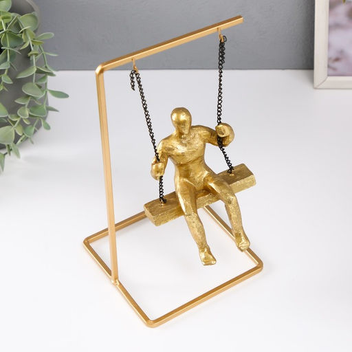 Фигурка полистоун «Мыслитель», золото, 26×13×13 см