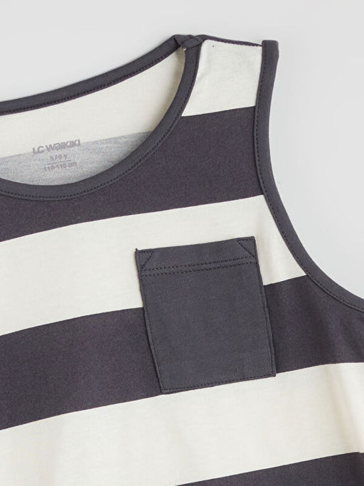 Bisiklet Yaka ?izgili Erkek ?ocuk Atlet