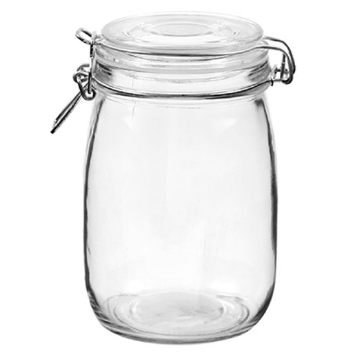 Банка стеклянная с бугельным замком 1л д9см, h16,7см, крышка с силиконовым уплотнителем (Китай)