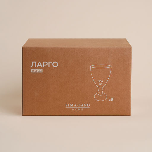 Бокалы для вина SL Home «Ларго», 300 мл, 9×17 см, набор 6 шт., стекло, прозрачные