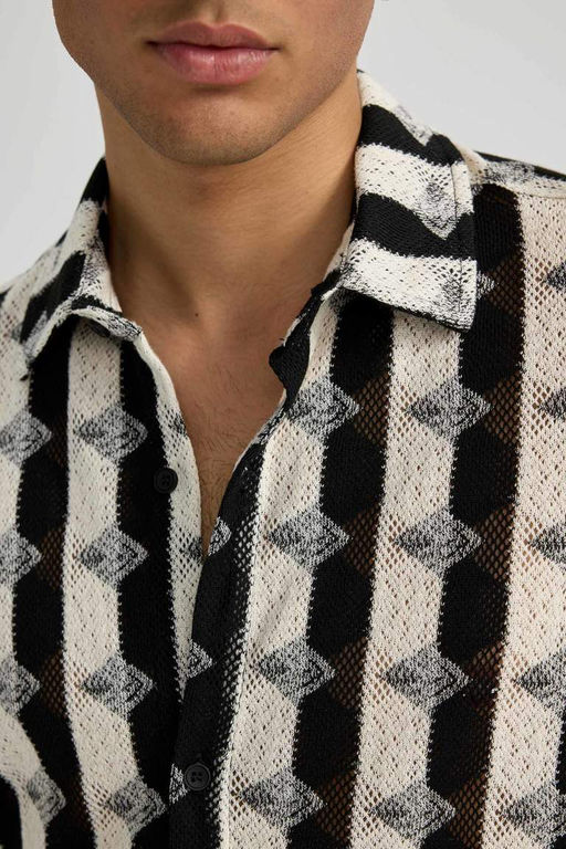 Рубашка стандартного кроя с коротким рукавом и принтом - Defacto фото 5