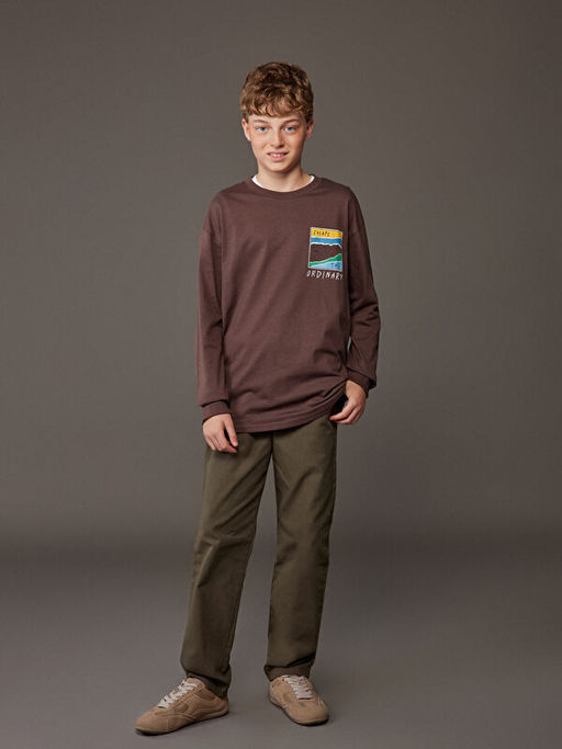 Bisiklet Yaka Bask?l? Erkek ?ocuk Ti??rt