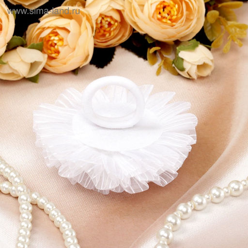 Цена за 6 шт. Бант для волос на резинке «Школьница», полосатик, d=7 см, белый