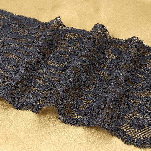 Кружевная эластичная ткань, 175 мм, 2.7±0.5 м, графитовая