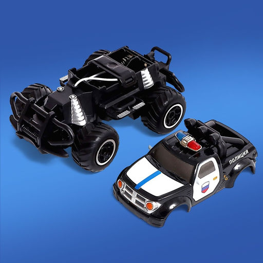 Машинка на пульте управления «Джип. Полиция», работает от батареек, цвет чёрный