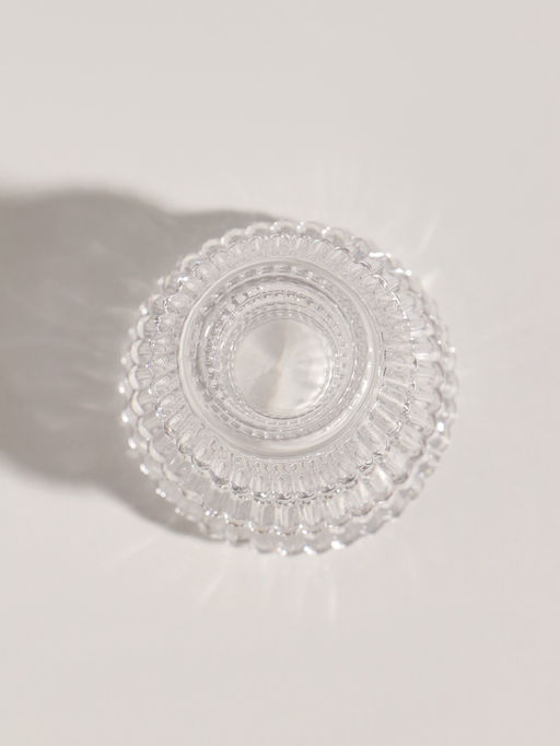 Стеклянный подсвечник на 1 свечу «Ёлочка гофре», прозрачный, d=2.2 см, 6×6×8 см