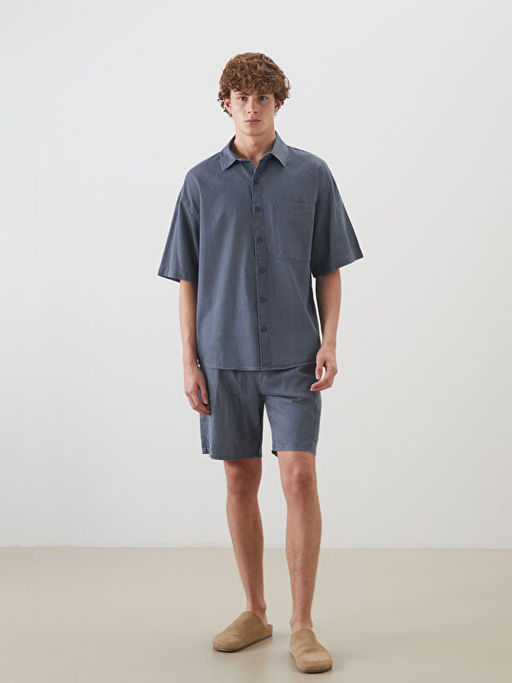 Rahat Kal?p K?sa Kollu Erkek Jean G?mlek