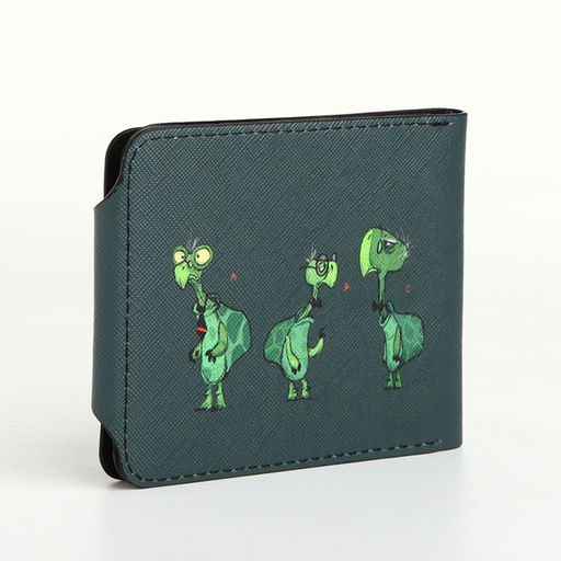 Кошелёк детский «Черепахи», маленький, на кнопке, зелёный