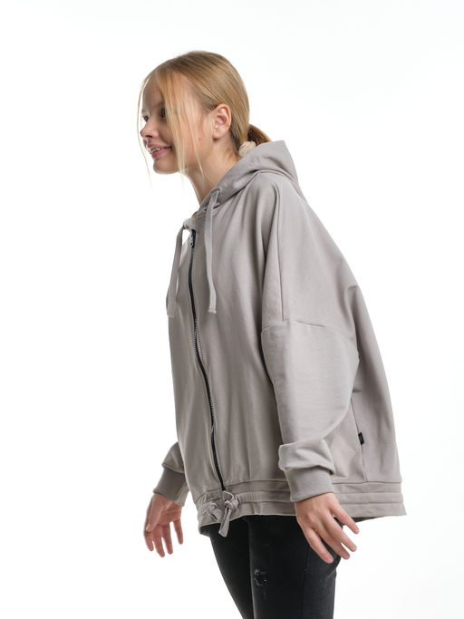 Толстовка на молнии с капюшоном 22-7640 серый - Mini maxi фото 7