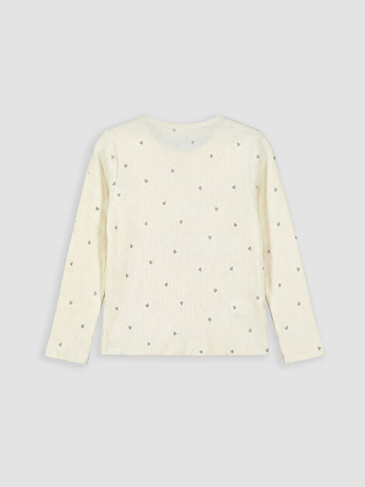 Bisiklet Yaka Kalp Bask?l? K?z ?ocuk Ti??rt