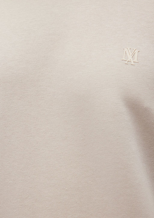 Bisiklet Yaka Bej Basic Sweatshirt - Mavi фото 7