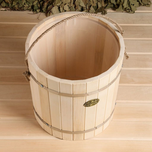 Ведро - запарник для бани и сауны, 18 л, липа, пластиковая вставка, ручка - верёвка, «Добропаровъ»