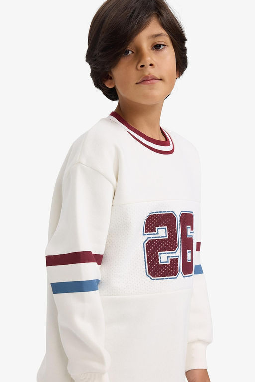 Bisiklet Yaka Bask_l_ __i Yumu_ak T_yl_ Sweatshirt Erkek _ocuk - Defacto фото 3